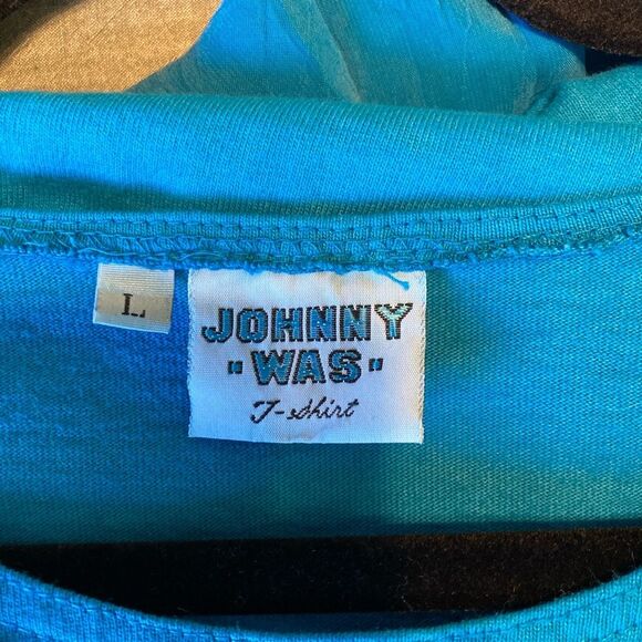 Johnny Was Vintage 90s Maxi T-Shirt Dress Teal Blue Embroidered Women & Children - Picture 12 of 14